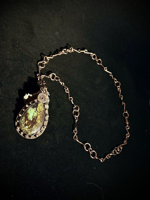 Chinese Turquoise Pendant set in Copper - Image 2