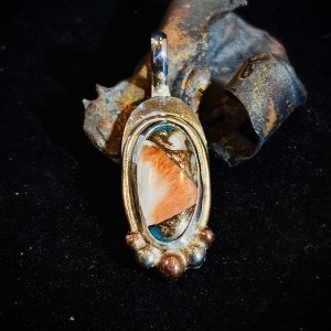 Spiny Oyster Sterling Silver Pendant with Copper Accents