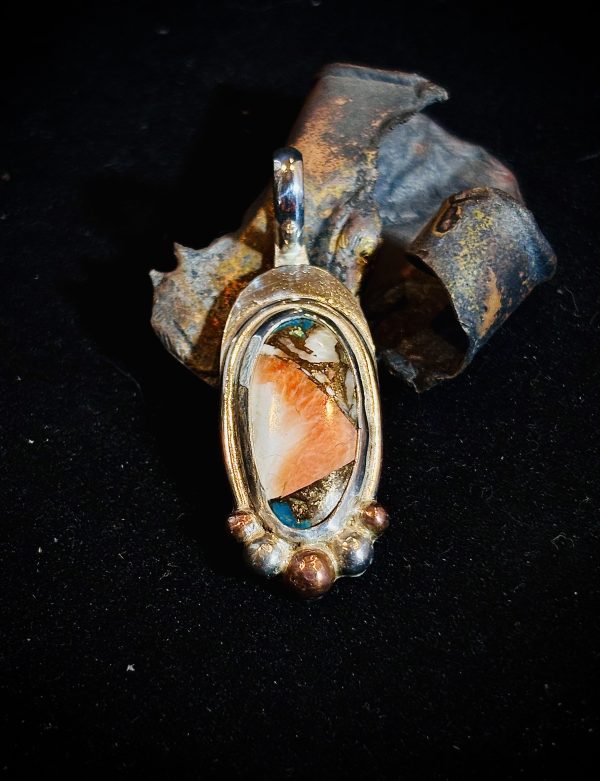 Spiny Oyster Sterling Silver Pendant with Copper Accents