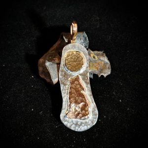 Sterling Silver with Copper overlay Howling Wolf Pendant