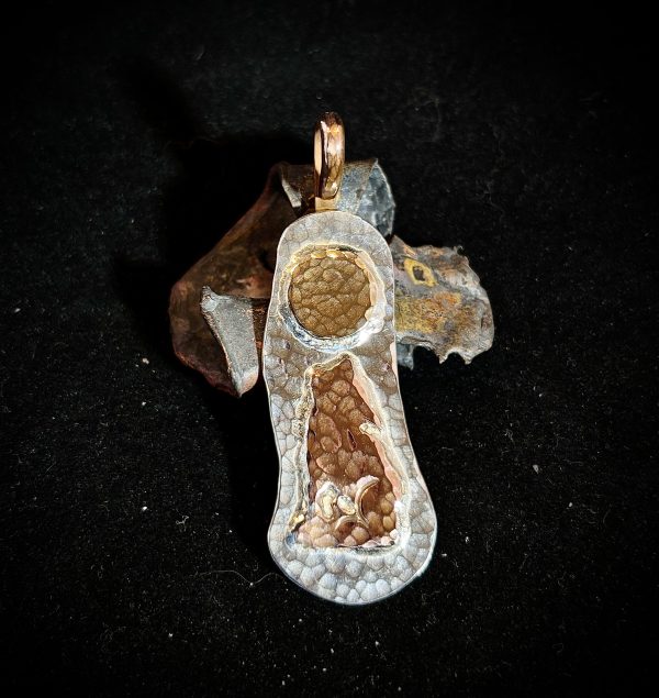 Sterling Silver with Copper overlay Howling Wolf Pendant
