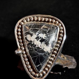 White Buffalo Sterling Silver Ring