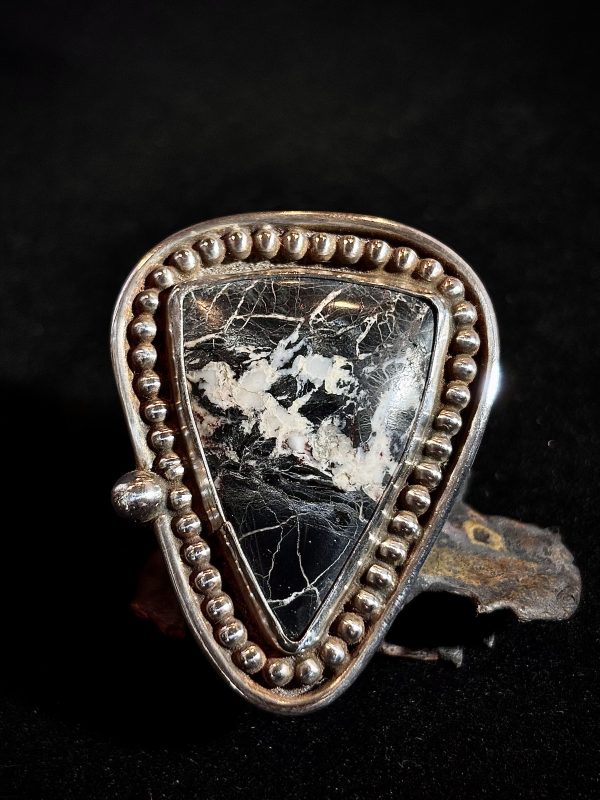 White Buffalo Sterling Silver Ring