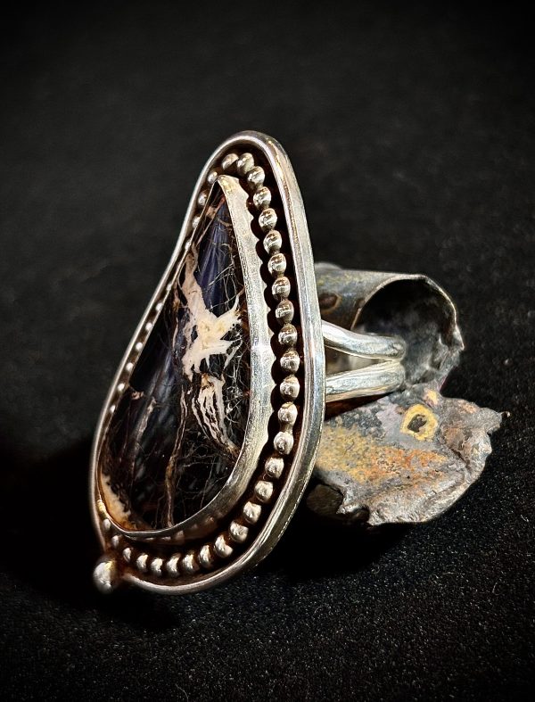 White Buffalo Sterling Silver Ring - Image 2