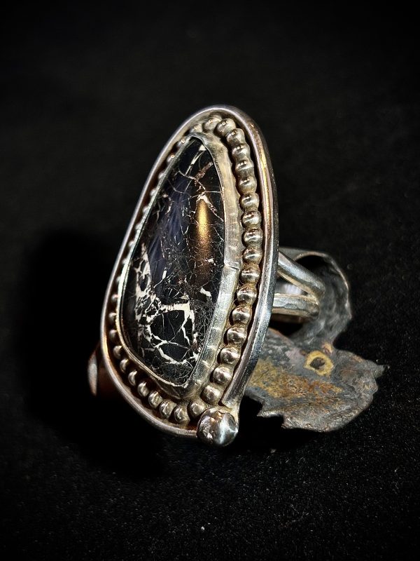 White Buffalo Sterling Silver Ring - Image 2