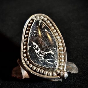 White Buffalo Sterling Silver Ring