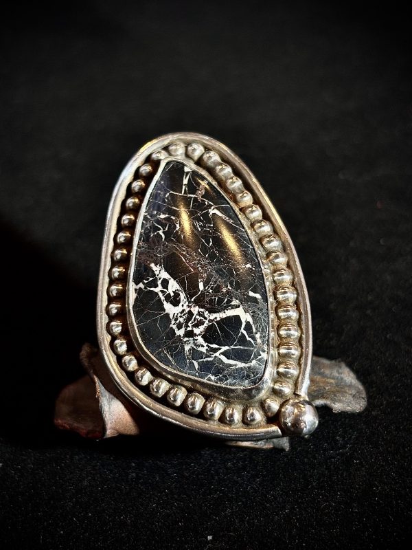 White Buffalo Sterling Silver Ring