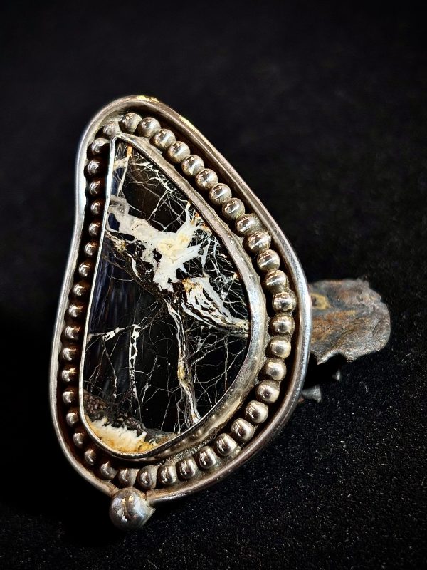 White Buffalo Sterling Silver Ring