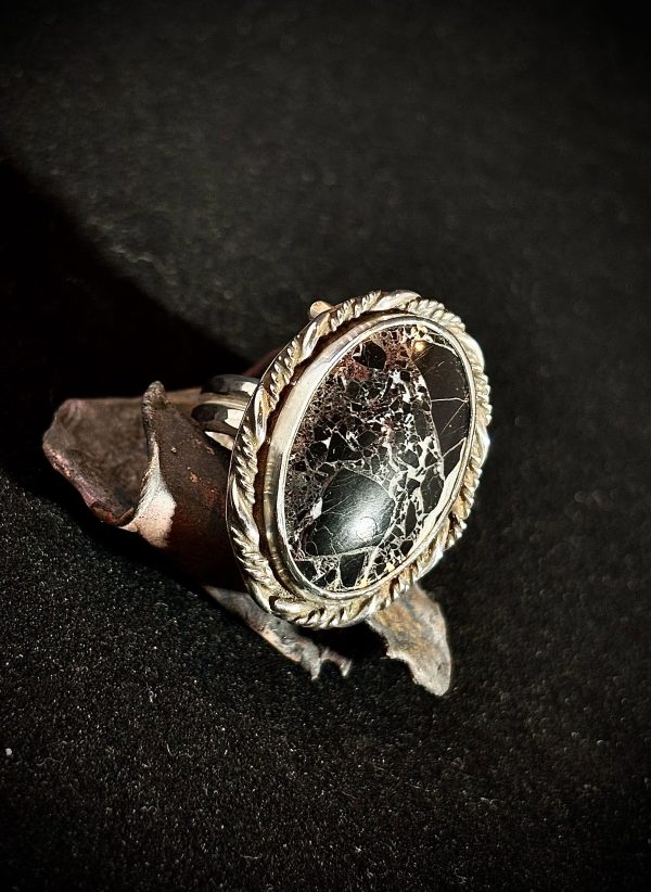 White Buffalo Sterling Silver Ring