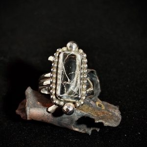White Buffalo Sterling Silver Ring
