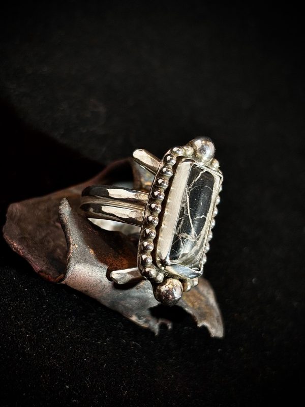 White Buffalo Sterling Silver Ring - Image 2