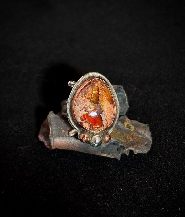 Sterling Silver Ring with Mexican Fire Opal and Copper accents - Image 2